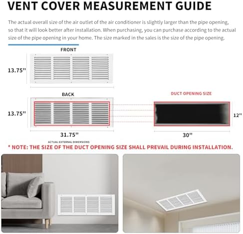 Return Vent Cover 30 x 12, Air Return Vent Cover, Flat Vent Cover, Return Air - Image 4