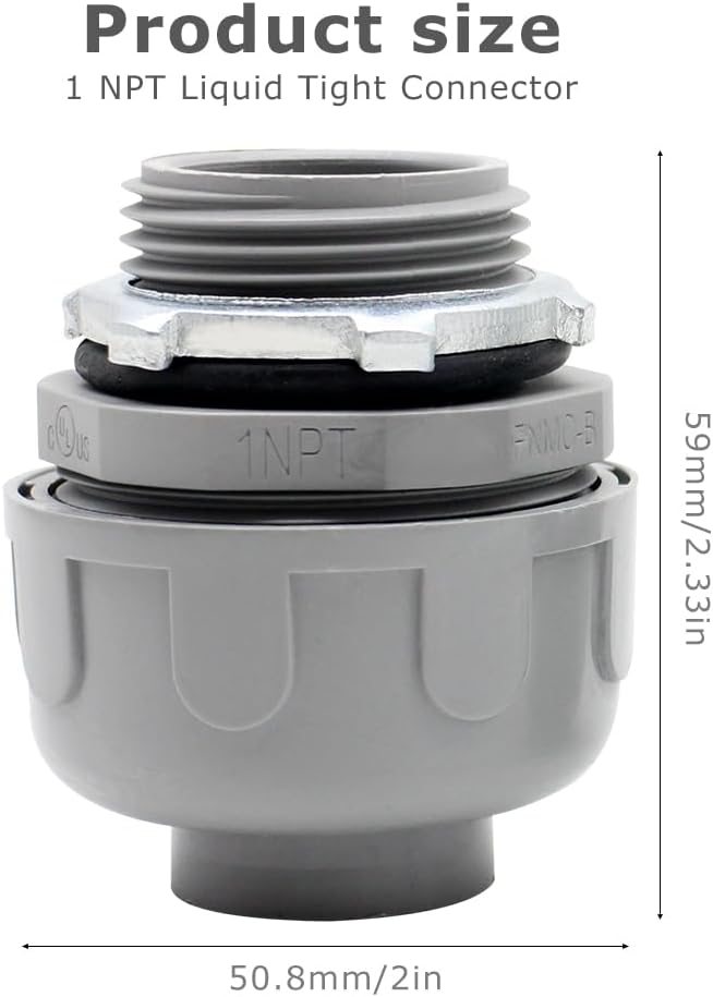 MAKERELE 5-Pack 1 Inch 180° PVC Liquid Tight Straight Connectors - Image 2