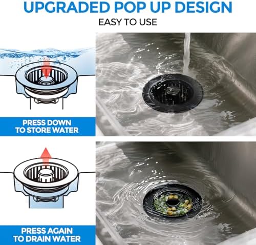 zaa 3 in 1 Kitchen Sink Drain Strainer Stopper Removable Basket Pop-Up - Image 3