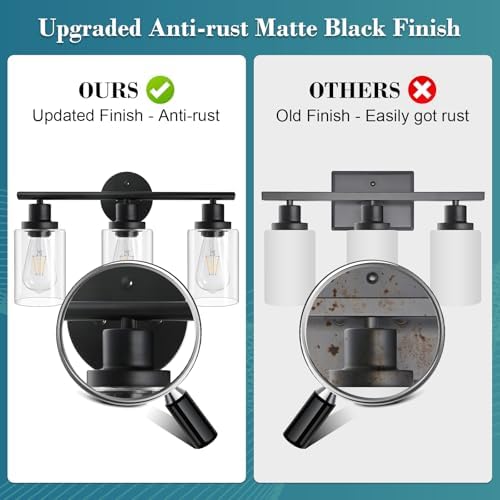 Unicozin 2 Pack Modern Bathroom Light Fixtures, 3 Light Vanity Lights, Living - Image 3