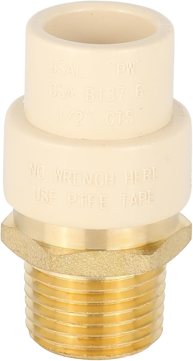 EFIELD 1/2"CPVC X 1/2"Male Thread NPT Transition Coupling, Brass Adapter Pipe by EFIELDPEXTUBING