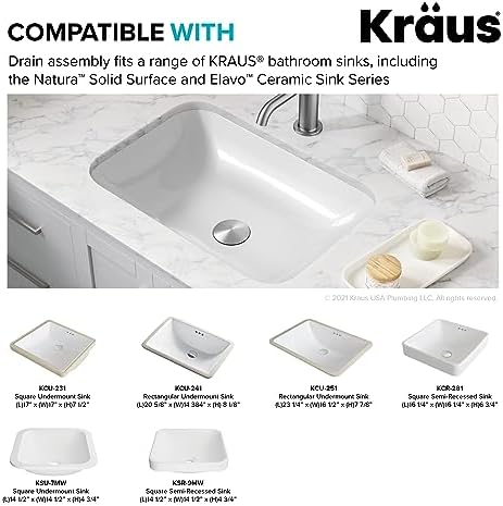KRAUS Pop-Up Drain with Overflow in Chrome - Image 6