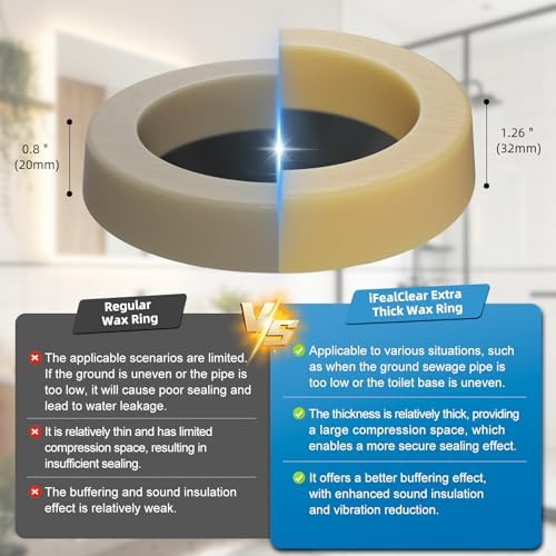 2-Pack Universal Extra Thick Toilet Wax Ring, Toilet Ring - Image 5