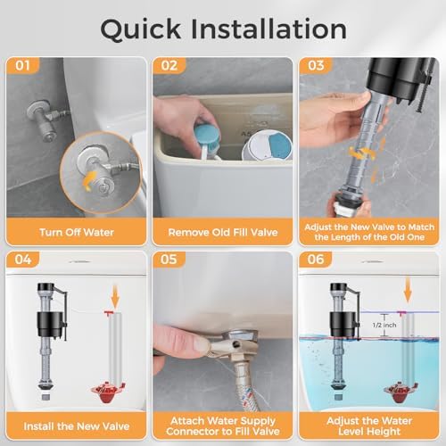 Universal Toilet Repair Kit for Inside Tank – Includes Adjustable Fill Valve & - Image 5