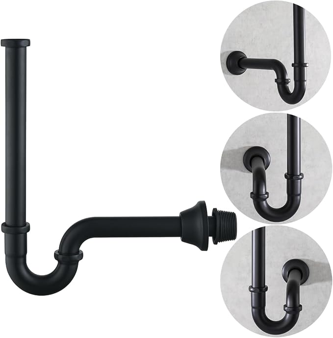 RANDOM Matte Black P Trap Bathroom Sink U-Shape 1-1/4 inch Sink Trap by RANDOM