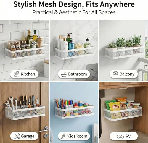 PUSDON Mesh Shower Caddy Wall Mount, Heavy Duty Adhesive Bathroom Shelf - Image 4