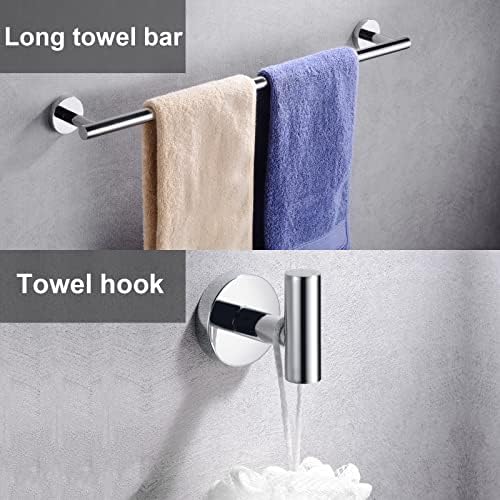 6 Pieces Polished Chrome Bathroom Hardware Accessories Set Hand Towel Ring - Image 3