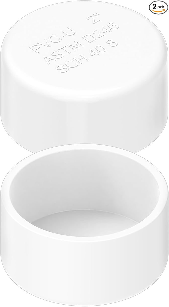 2 Inch PVC Cap, Fits Standard SCH40 2" PVC Pipe Fittings, Garden & Furniture by Unknown