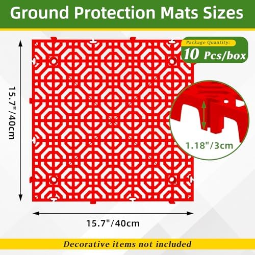 10 Pcs 15.7" x 15.7" Heavy Duty Ground Protection Mats, Interlocking Non-Slip - Image 2