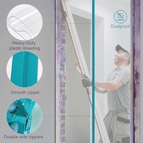 2 Pcs Dust Protector Zipper 7.6cm x Self Adhesive Home Renovation Dust Seal - Image 4