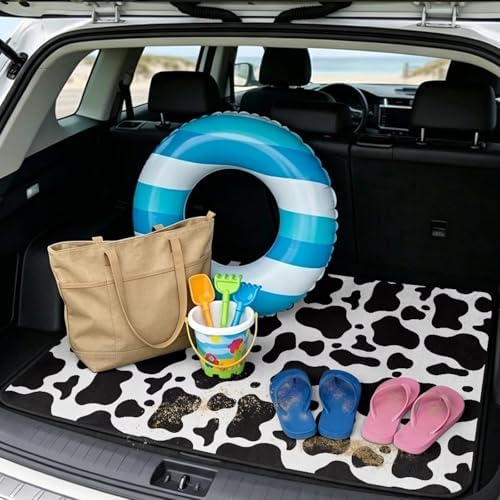 Black White Cow Cargo Liner for SUV Sedan 29"x39" - Image 2