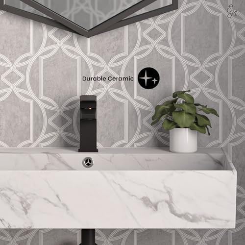 Claire 22” Rectangle Wall-Mount Bathroom Sink in White Marble - Image 6