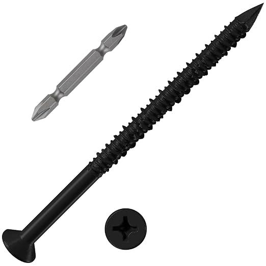 WenSilon 1/4" x4 Black Concrete Screw Anchor Black Flat Head by Wensilon