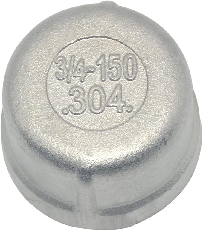 3/4" 0.75" Cap, NPT Female Threaded Cast Pipe Fitting, Stainless Steel 304 by Megairon