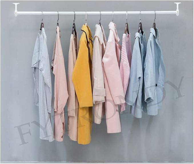 White Edition Stainless Steel Wardrobe Pipe, Closet Lever Support Rod Holder - Image 4