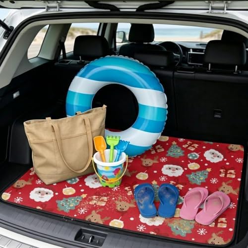 Red Holiday Pattern Trunk Mat Universal Waterproof Cargo Liner - Image 2