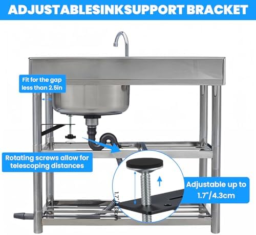 4 PCS Black Undermount Sink Brackets, Adjustable Undermount Sink Support Under - Image 5