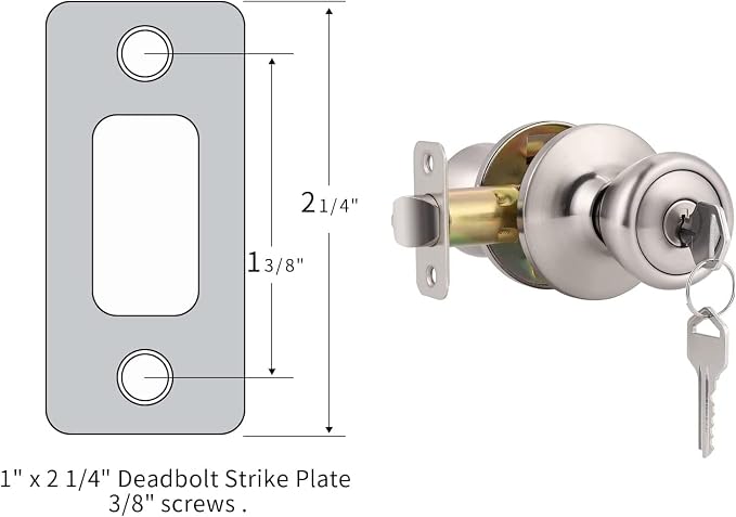 Deadbolt Strike Plate Door Backplate 1" x 2 1/4" Round Corner - Image 2