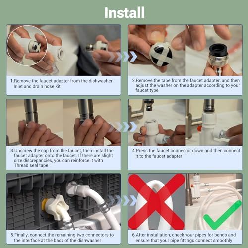 8FT Countertop dishwasher fill and drain hose kit, compatible - Image 5