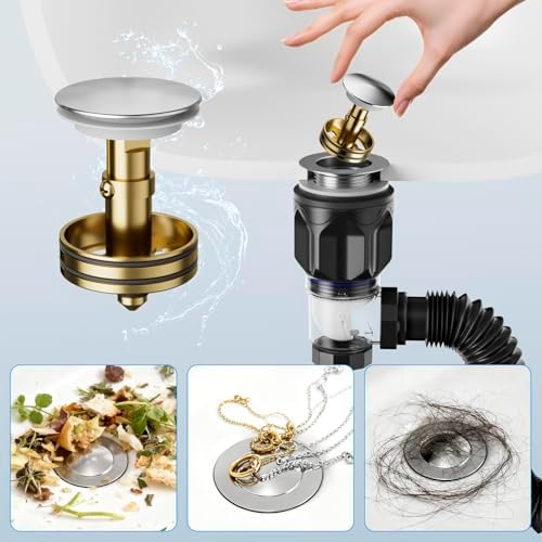 Bathroom Sink Drain Kit with Flexible Expandable P-Trap Sink Drain Pipe Tube - Image 2