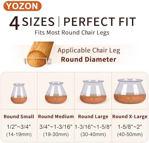 YOZON Chair Leg Floor Protectors Felt Furniture Pads Silicone Caps - Image 3