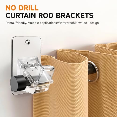 Universal Curtain Rod Holders, No Drill Curtain Rod Brackets, Self Adhesive - Image 3