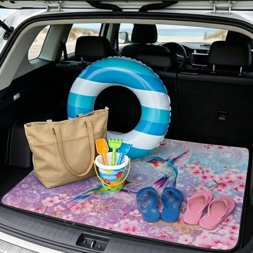 Hummingbird Mandala Waterproof Car Trunk Mat 29"x39" - Image 2