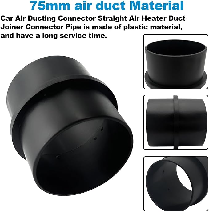 Car Air Ducting Connector Straight Air Heater Duct Joiner Connector Pipe 3'' - Image 3