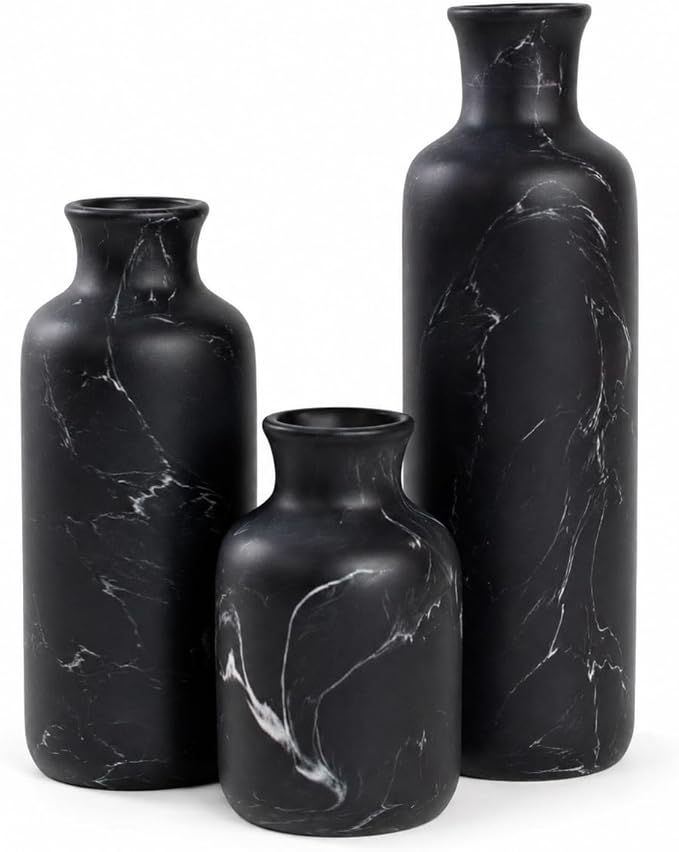 Resin 3 Piece Decorative Vase Set, Mantel and Shelf Decor. Boho Style Vases by YMXYJM