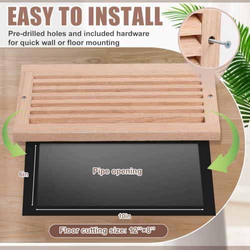 Weysat 1 Pcs 8 x 12 Inch Oak Hardwood Air Return Vent Cover - Image 5