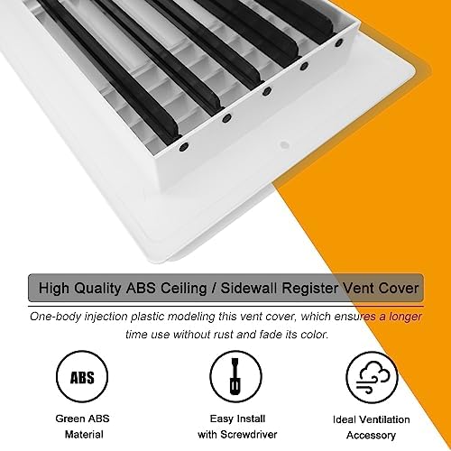 10x6 Inch FanGoFast Ceiling Register 3-Way Plastic Sidewall Ceiling Air Vent - Image 6
