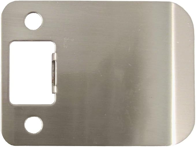 Round Corner Extended Lip Strike Plate, 2-1/4" x 2-1/2", Satin Nickel by StoneHarborHardware