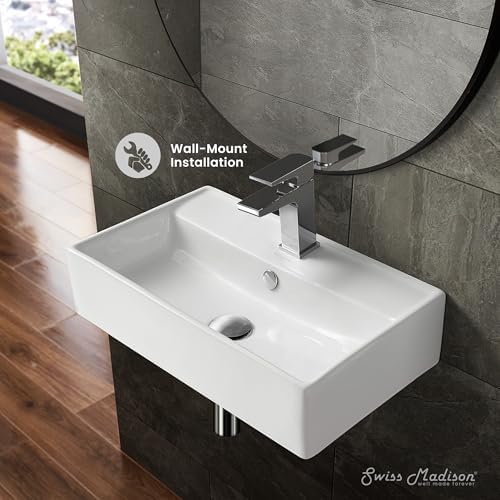 Claire 22" Rectangle Wall Mount Bathroom Sink in Glossy White - Image 6