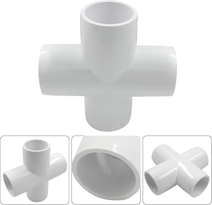 Piutouyar 4 Pcs 3/4" Cross Elbow PVC Pipe Fitting, 4 Way | Furniture Grade Pipe - Image 4
