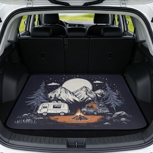 Camping Van Waterproof Car Trunk Mat 29"x39" by Mintulipy