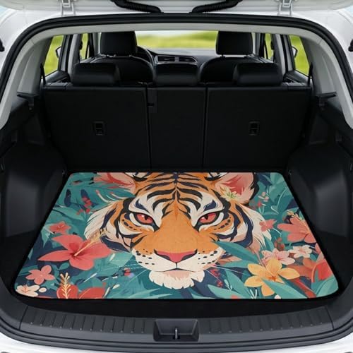 Tiger Floral Universal Cargo Liner Gardening Trunk Mat Waterproof Cargo Liner by Mintulipy