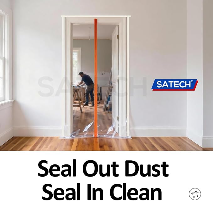 SATECH Plastic Zipper Door Dust Barrier Heavy-Duty Plastic Protector Sheeting - Image 2