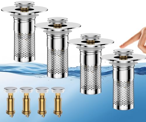 Bathroom Sink Drain Strainer, Universal Pop-Up Sink Stopper Hair Catcher by Mengine