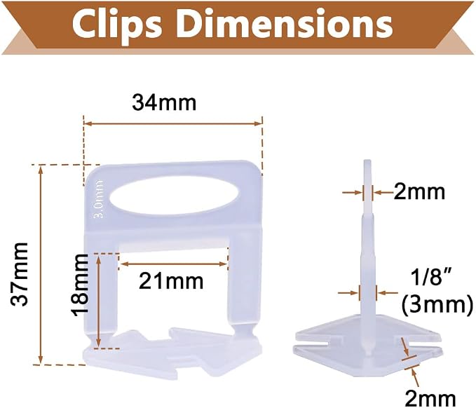 2000 PCS Tile Leveling System Spacers Clips 1/8'' | 2000-Piece Tiles Leveler - Image 3