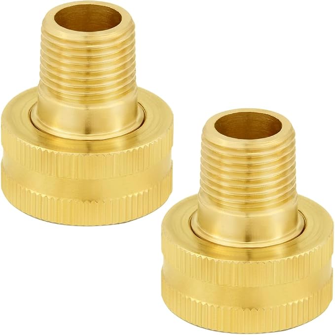 Joywayus 2PCS Brass Swivel Pipe Fitting 3/4" GHT Female x 3/8" NPT Male | by Joywayus