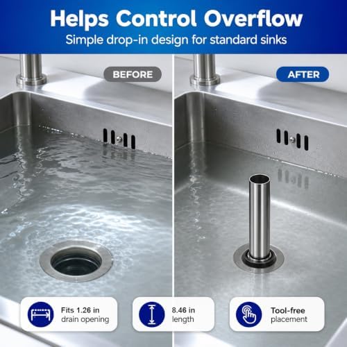 QWORK Bar Sink Stopper Set of 3, 7.48 x 1.75 Diameter Drain Stopper Pipe - Image 5