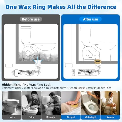 Hibbent 4 Pack Wax Rings for Toilet, Fits 3-inch and 4-inch Waste Line - Image 2