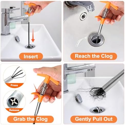 61 Inch Drain Snake Hair Drain Clog Remover Tool, Flexible Sink Snake Drain - Image 4