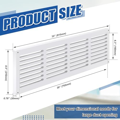 Colingmill 2 Pcs Decorative Return Air Vent Cover 32 x 8.5 x 3/4 Inch White MDF - Image 2
