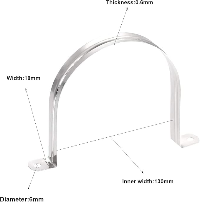 AKIHISA Pipe Clamps, 304 Stainless Steel 2 Hole Pipe Bracket, ID 5.11Inch - Image 2