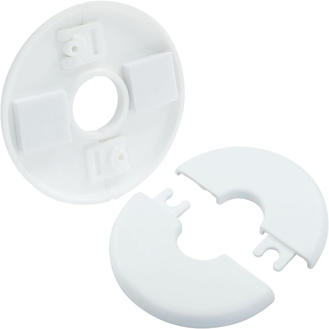 White Wall Split Flange, 0.6"/16mm Pipe | Escutcheon Plate Plumbing Cover Plates - Image 2