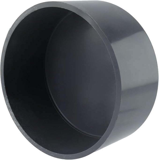 6.3" PVC Pipe End Cap Fitting Gray | Round Pipe Hole Plugs, Pipe Plug Socket by Pastlla