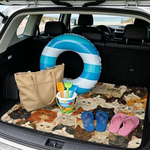 Colorful Funny Cat Trunk Mat for Beach Gear 29"x39" - Image 2