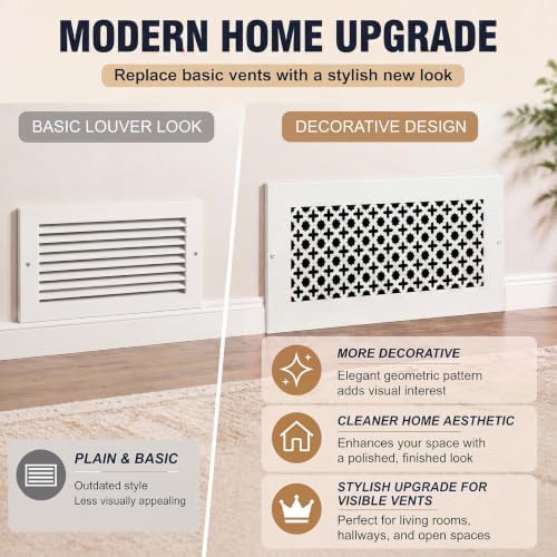 Lewtemi 2 Pcs 12 x 6" Baseboard Register Grill Air Return Vent Cover Corner - Image 5