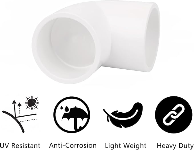 8Pack 1-1/4" 90 Degree Elbow PVC Pipe Fittings 2 Way Right Angle PVC Pipe - Image 3